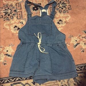 Wilfred Blue Denim Overall Shorts with Relaxed Fit
